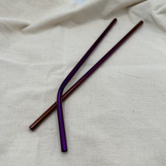 Fém szívószál lila - hajlított